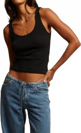 perfectwhitetee Mia Fine Ribbed Tank Top In True Black