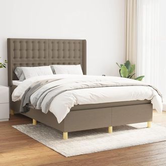 vidaXL Cama Box Spring Con Colch&oacute;n Tela Gris Taupe 140x200 Cm Vidaxl