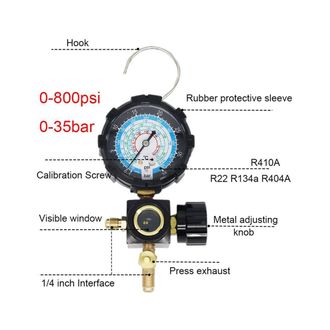 OEM Adecuado Para Dos Man&oacute;metros Inferiores, Compatible Con Los Refrigerantes R410a, R22 Y R404a, Man&oacute;metro De Colector &Uacute;nico Con V&aacute;lvula De Control, Util