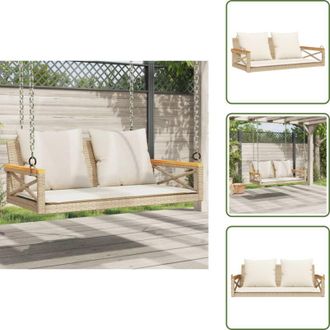 vidaXL Poliester - vidaXL Panchina a Dondolo con Cuscini Beige 109x62x40 cm in Polyrattan - Acciaio