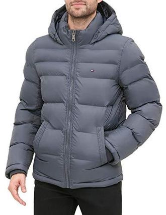 Tommy hilfiger men's pearlized performance hooded puffer coat discount