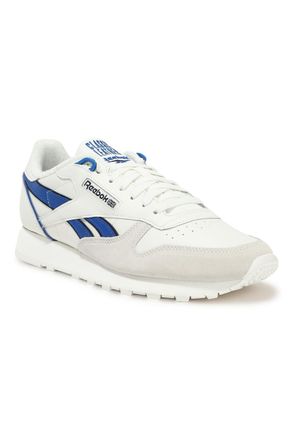Reebok Men Classic Leather Sneaker, Chalk/Vector Blue/Vector Navy, 10