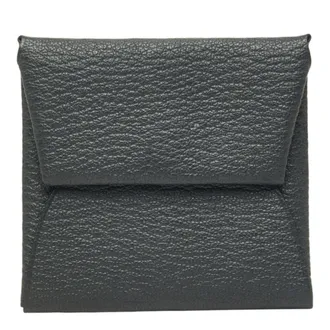 Herm&egrave;s Gray Chevre Leather Coin Purse/Coin Case (Pre-Owned)