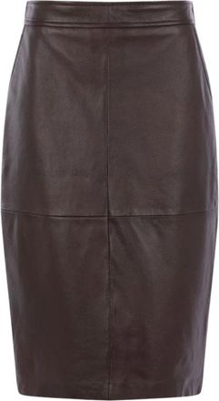 Max Mara Rokken, Dames, Bruin, M, Leer, Hammered Leather Pencil Skirt