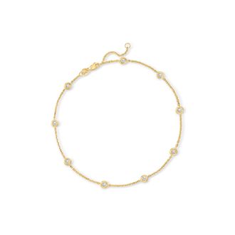 Ross-Simons Diamond Station Anklet in 14kt Yellow Gold