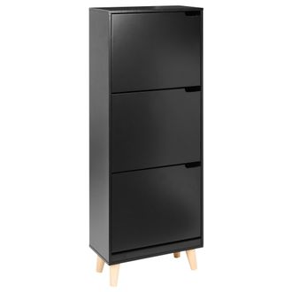 Beliani Beliani - Zapatero 3 Compartimentos Mdf Madera De Ingenier&iacute;a Negro Neika