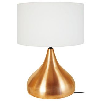 Tosel L&aacute;mpara de mesa metal cobre pantalla blanco