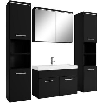 Badplaats Badplaats - Mobile da bagno Paso xl 80cm Nero Opaco - armadio mobiletto lavabo