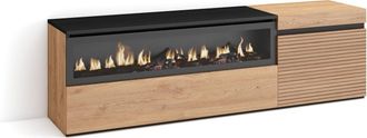 Skraut Home Skraut Home - Mueble Tv, Televisi&oacute;n, Muebles De Sal&oacute;n, Almacenaje, 150x45x35cm, Para Tv Hasta 65, Chimenea El&eacute;ctrica, Estilo Moderno, Roble