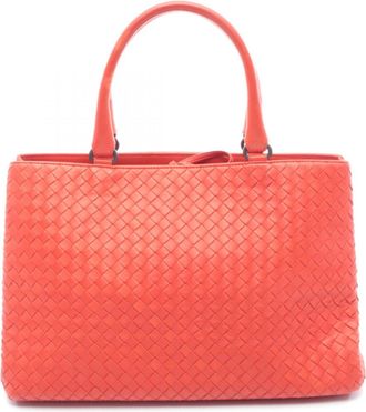 Bottega Veneta Red Color Leather Handbag Tote Bag (Pre-Owned)