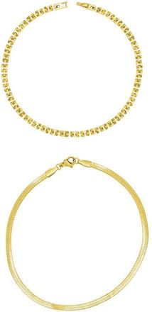 Adornia 14K Plated Anklet Set