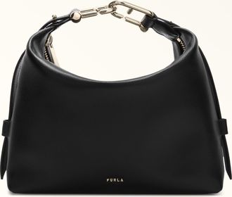 Furla Tonie Borsa A Spalla M Nero Nero Pelle Morbida Testurizzata Ares Donna