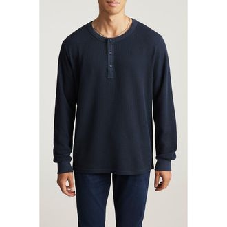 Mavi Regular Fit Waffle Knit Cotton Henley in Total Eclipse at Nordstrom, Size Xx-Large