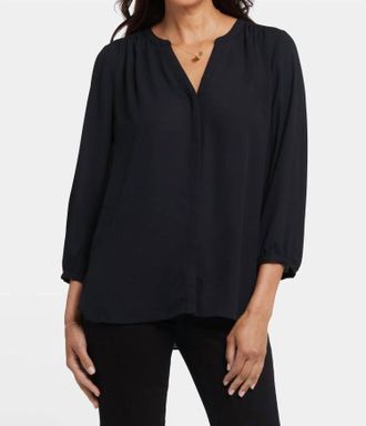 NYDJ Solid Pintuck Blouse In Black