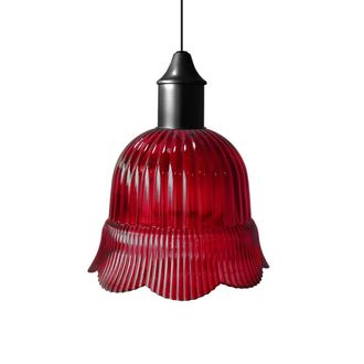 Tosel Suspensi&oacute;n campana vidrio rojo D18,5 cm