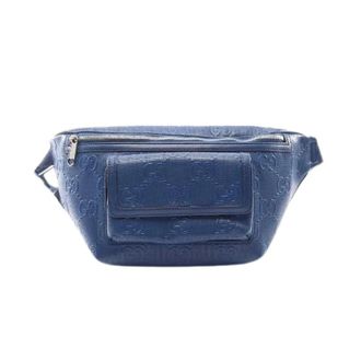 Gucci Vintage, unisex, Blauw, ONE Size, Leer, Pre-owned GG Embossed Leather Waist Bag