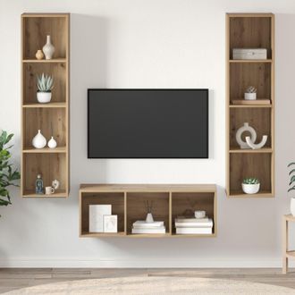 Berkfield Home TV Cabinet Set with Shelf 3 pcs Artisan oak 37 x 37 x 142.5 cm in Brown