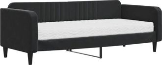 vidaXL Sof&aacute; Cama Con Colch&oacute;n Terciopelo Negro 90x200 Cm Vidaxl