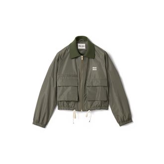 Miu Miu Technical Fabric Blouson Jacket, Woman, Forest Green, Size 38