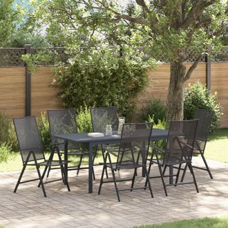 Berkfield Home 7 Piece Garden Dining Set in Anthracite Steel