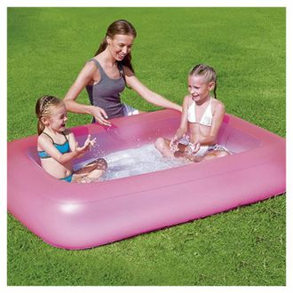 Trade Shop Trade Shop - Piscina Gonfiabile Rettangolare 165 X 104 X 25 Cm Con Fondo Gonfiabile Bambini - Rosa