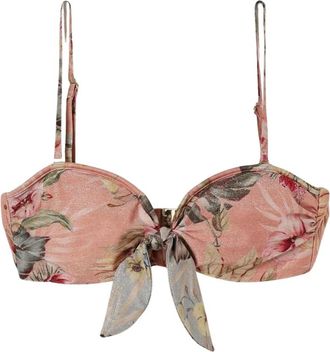 Zimmermann Badmode, Dames, Roze, L, Strapless top met bloemenprint en strikdetail