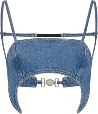Marine Serre Moon Bustier Top - Dames - Tops zonder mouwen - Blauw - S - Nylon - Tops