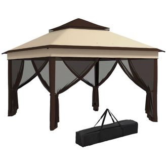 Matteo Beige 3x3m Pop Up Gazebo - Height Adjustable with Mesh Walls