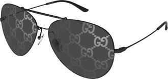 Gucci Smoke Logo Pilot Mens Sunglasses GG2172S 002 65
