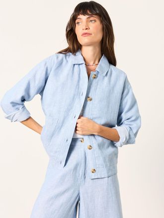 Fat Face FatFace Darcy Blue Petite Linen Jacket