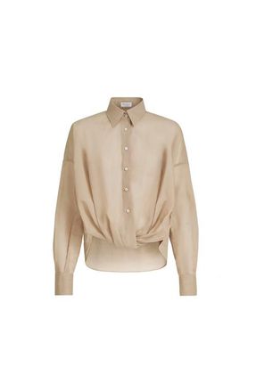 Brunello Cucinelli Organza shirt in Beige at Nordstrom, Size Xx-Large Eu
