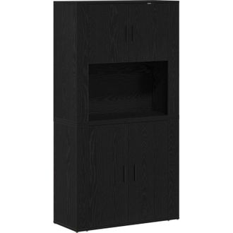 vidaXL Vidaxl - Aparador Roble Negro 80 X 33 X 150 Cm Madera Contrachapada