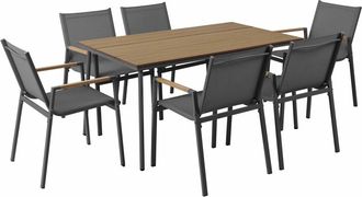 Oviala Conjunto de mesa de jard&iacute;n ovalada de 150 x 90 cm y 6 sillas antracita