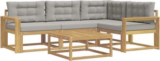 vidaXL Conjunto De Sof&aacute;s De Exterior 5 Uds. Blanco Y Gris Claro Vidaxl
