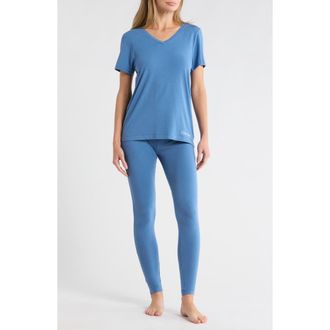 Calvin Klein Comfort Sleep T-Shirt & Leggings Set in Moonlight Blue at Nordstrom Rack, Size X-Large