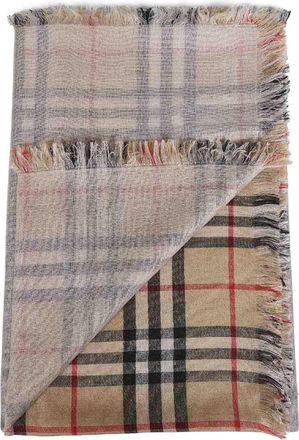 Burberry Womens Archive Beige Check Silk And Wool Scarf Scarfs