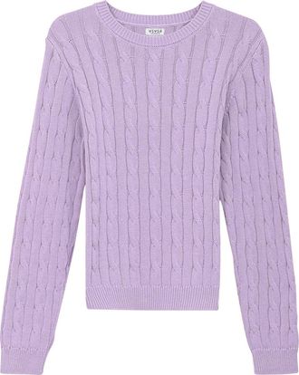 Vivid Cable Knit Ribbed Neck Sweater in Light Lilac at Nordstrom, Size Medium