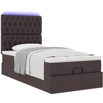 vidaXL Estructura Cama Otomana Colch&oacute;n Tela Marr&oacute;n Oscuro 90x190 Cm Vidaxl