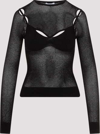 Off-white Womens Net Arrow Bralette Top - Black viscose - Size EU 36 (Womens)