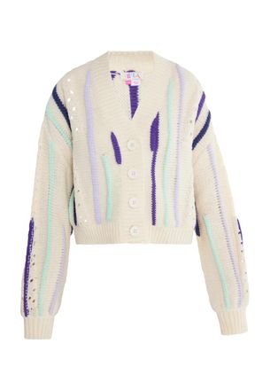 Izia Vest Dames Wol Wit Veelkleurig