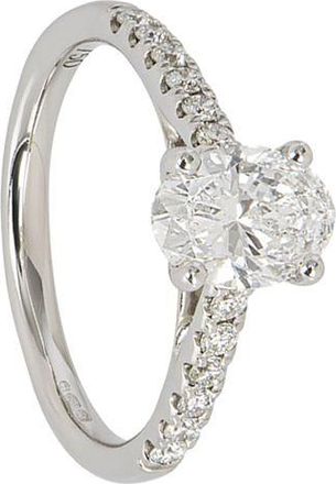 Bespoke 18ct white gold & diamond oval-cut ring 50.5EU