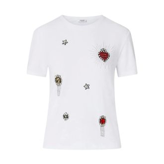 Liu Jo T-shirt in jersey con ricamo gioiello - - Tops - Donna - Bianco - XS