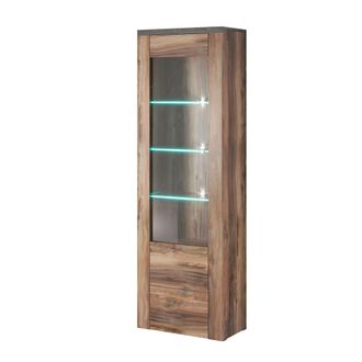 Petits Meubles Vitrina 1 puerta con led paneles de aglomerado madera oscura
