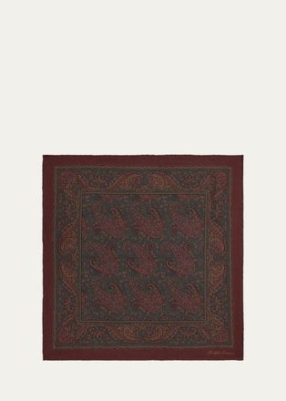 Ralph Lauren Purple Label Mens Paisley Silk Hand-Rolled Pocket Square