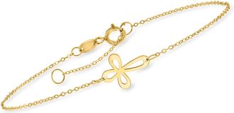 RS Pure by Ross-Simons Italian 14kt Yellow Gold Looped Cross Bracelet