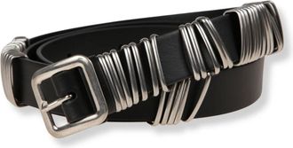 Jil Sander Metalen Ring Leren Riem - Dames - Riemen - Zwart - ONE Size - Accessoires