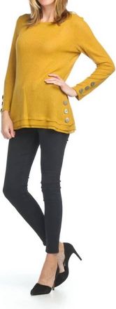 Papillon Waffle Top With Button Detail In Mustard
