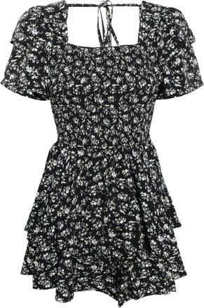 B+ab floral-print ruffled minidress - women - Polyester/Polyester - S - Black