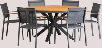 Sklum Set De Mesa Redonda (&oslash;140 Cm) Y 6 Sillas De Jard&iacute;n Archer Sklum