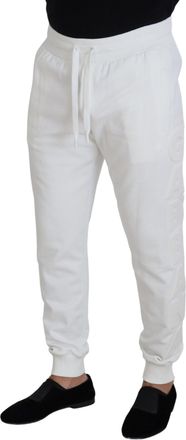 Dolce & Gabbana Mens Logo-Embroidered Cotton Joggers White